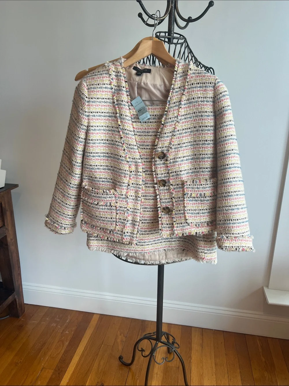 Ann Taylor Pastel Striped Tweed Jacket / Skirt included